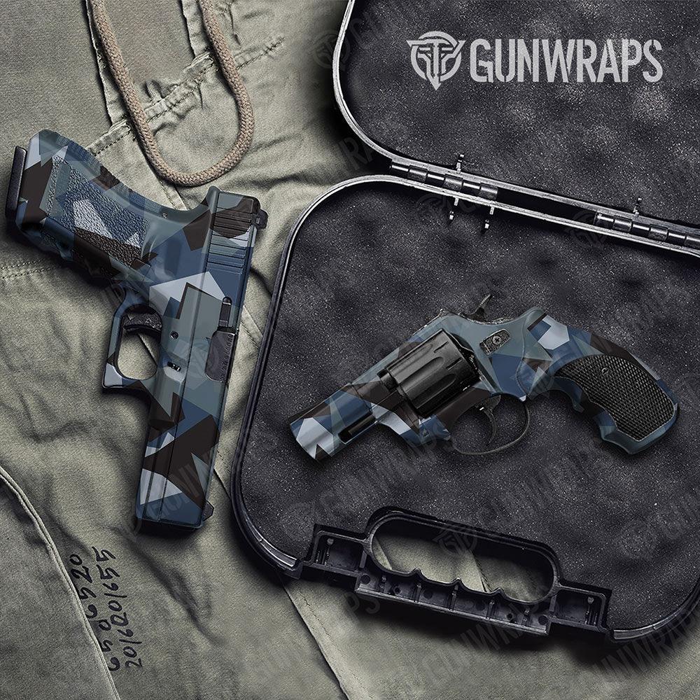 Shattered Navy Handgun Gun Skin Vinyl Wraps