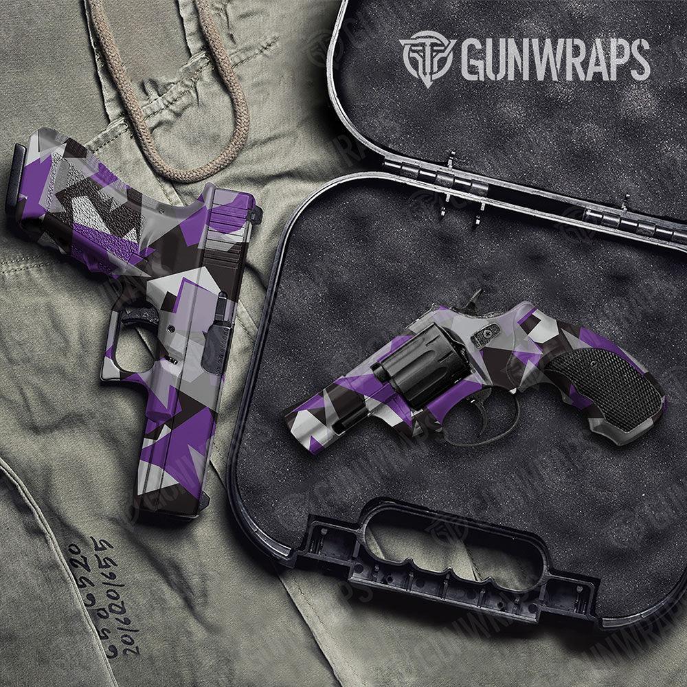 Shattered Purple Tiger Handgun Gun Skin Vinyl Wraps