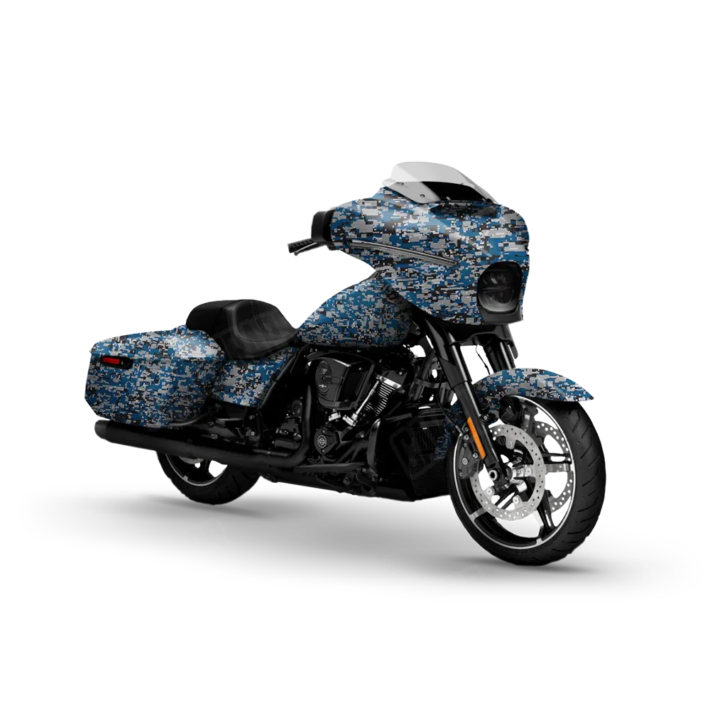 Digital Blue Tiger Motorcycle Wraps