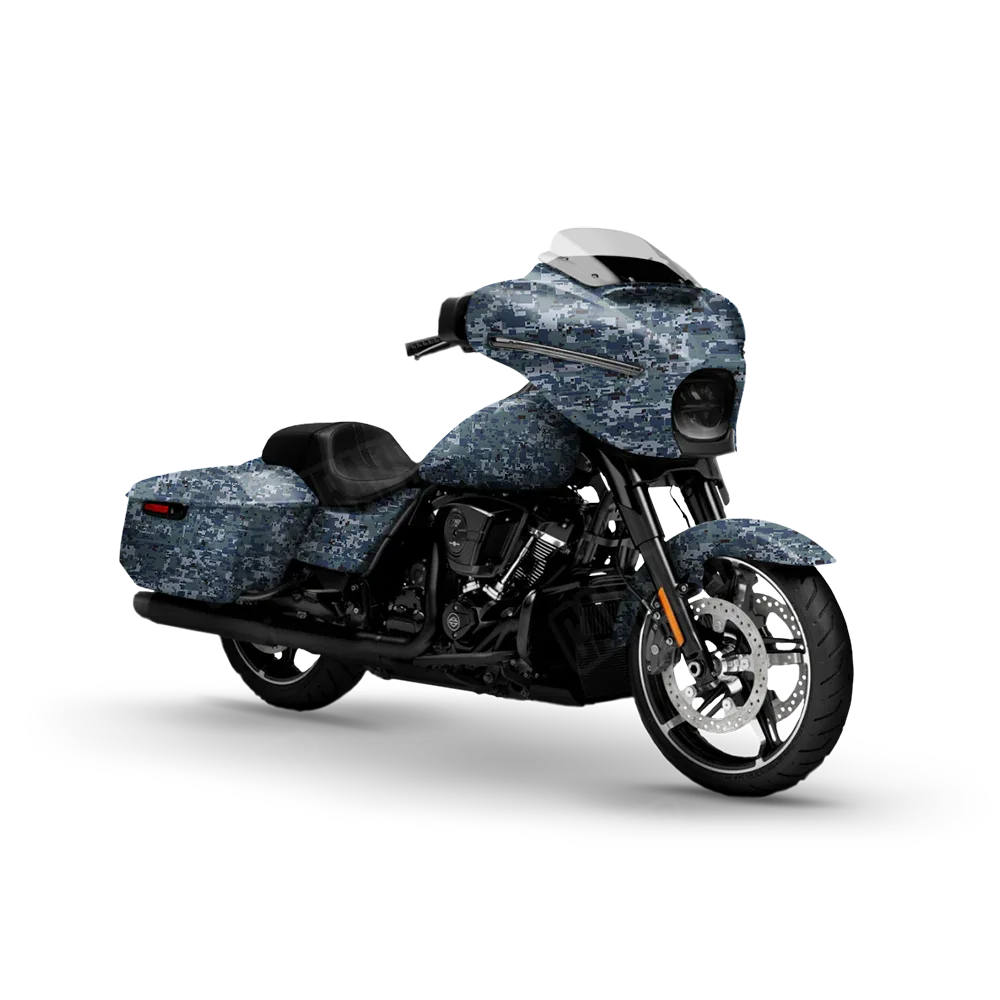 Digital Navy Motorcycle Wraps
