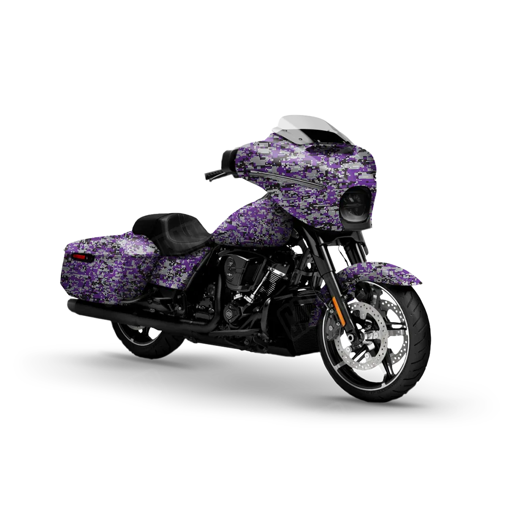 Digital Purple Tiger Motorcycle Wraps