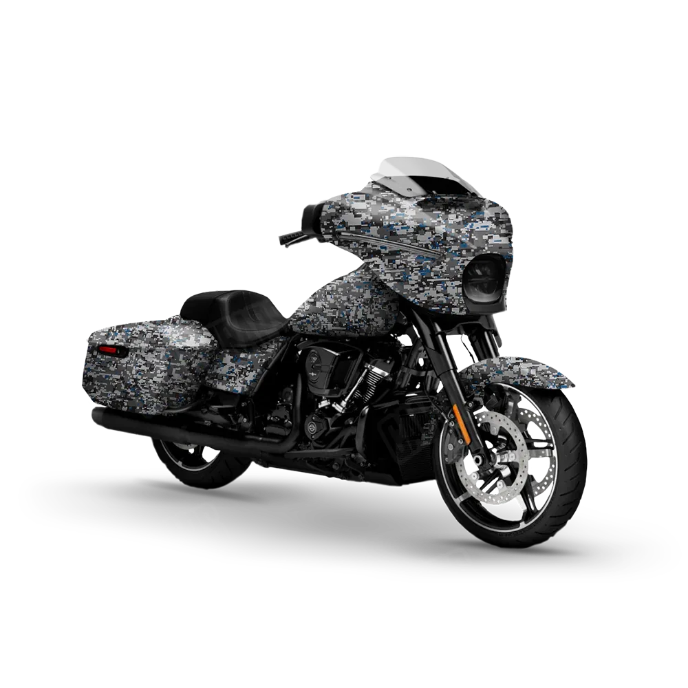 Digital Urban Blue Motorcycle Wraps