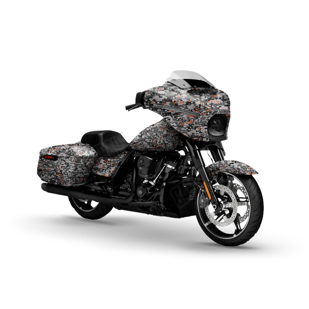 Digital Urban Orange Motorcycle Wraps
