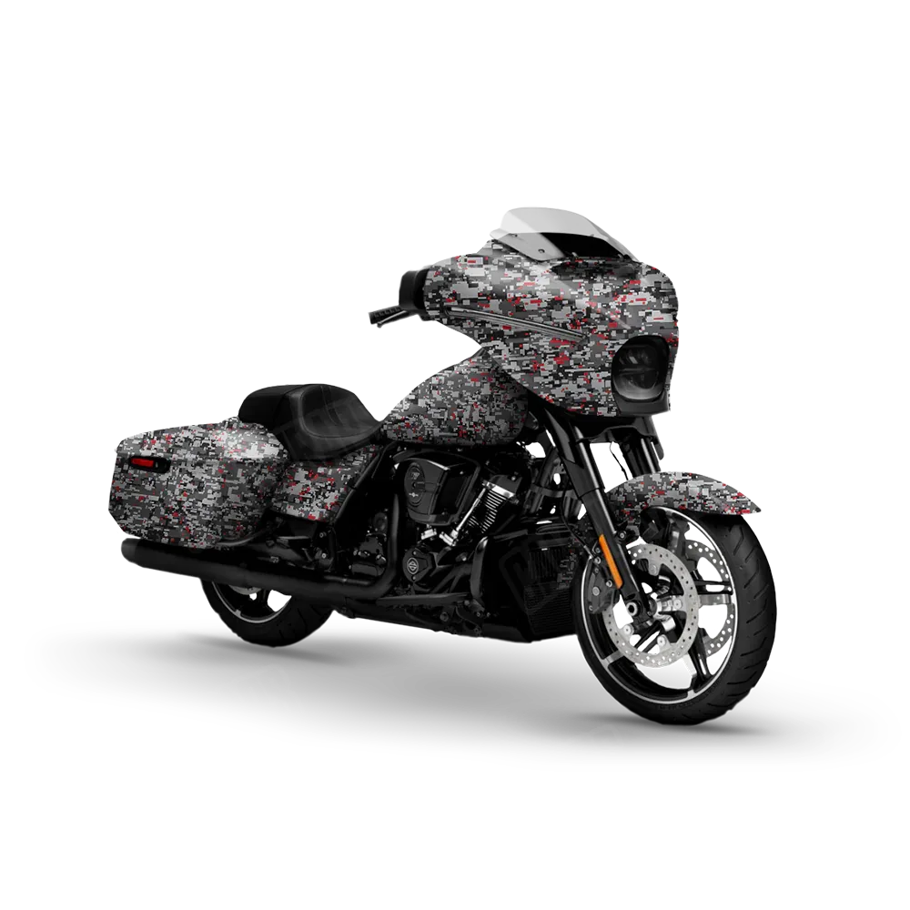 Digital Urban Red Motorcycle Wraps
