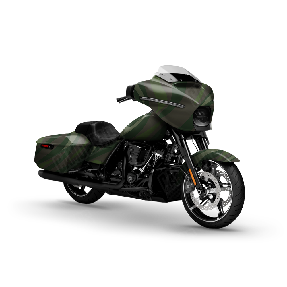 Fun Stripe Army Dark Green Motorcycle Wraps