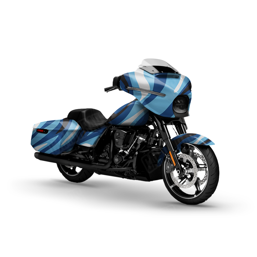 Fun Stripe Baby Blue Motorcycle Wraps