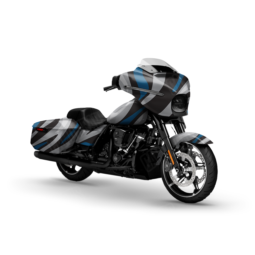 Fun Stripe Blue Tiger Motorcycle Wraps