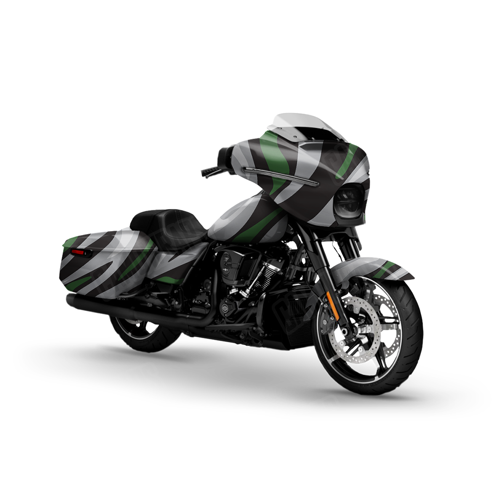 Fun Stripe Green Tiger Motorcycle Wraps