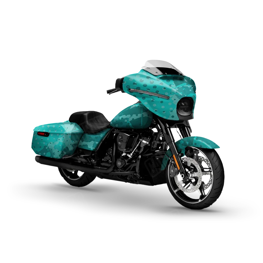 Halftone Splatter Elite Tiffany Blue Motorcycle Wraps