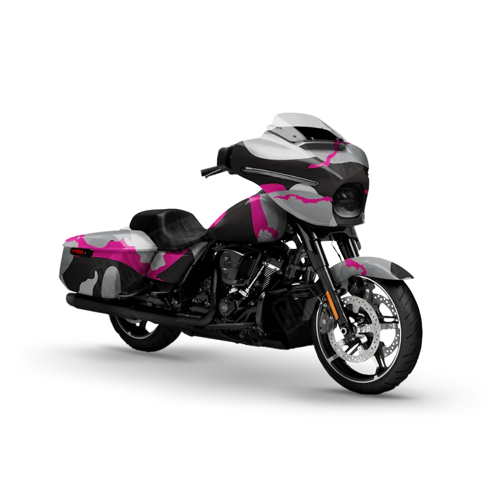 Ragged Magenta Tiger Motorcycle Wraps