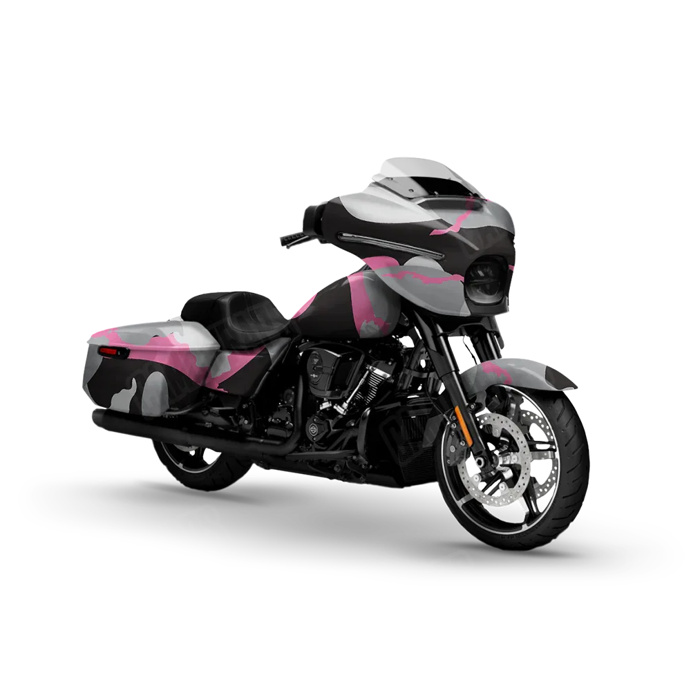 Ragged Pink Tiger Motorcycle Wraps