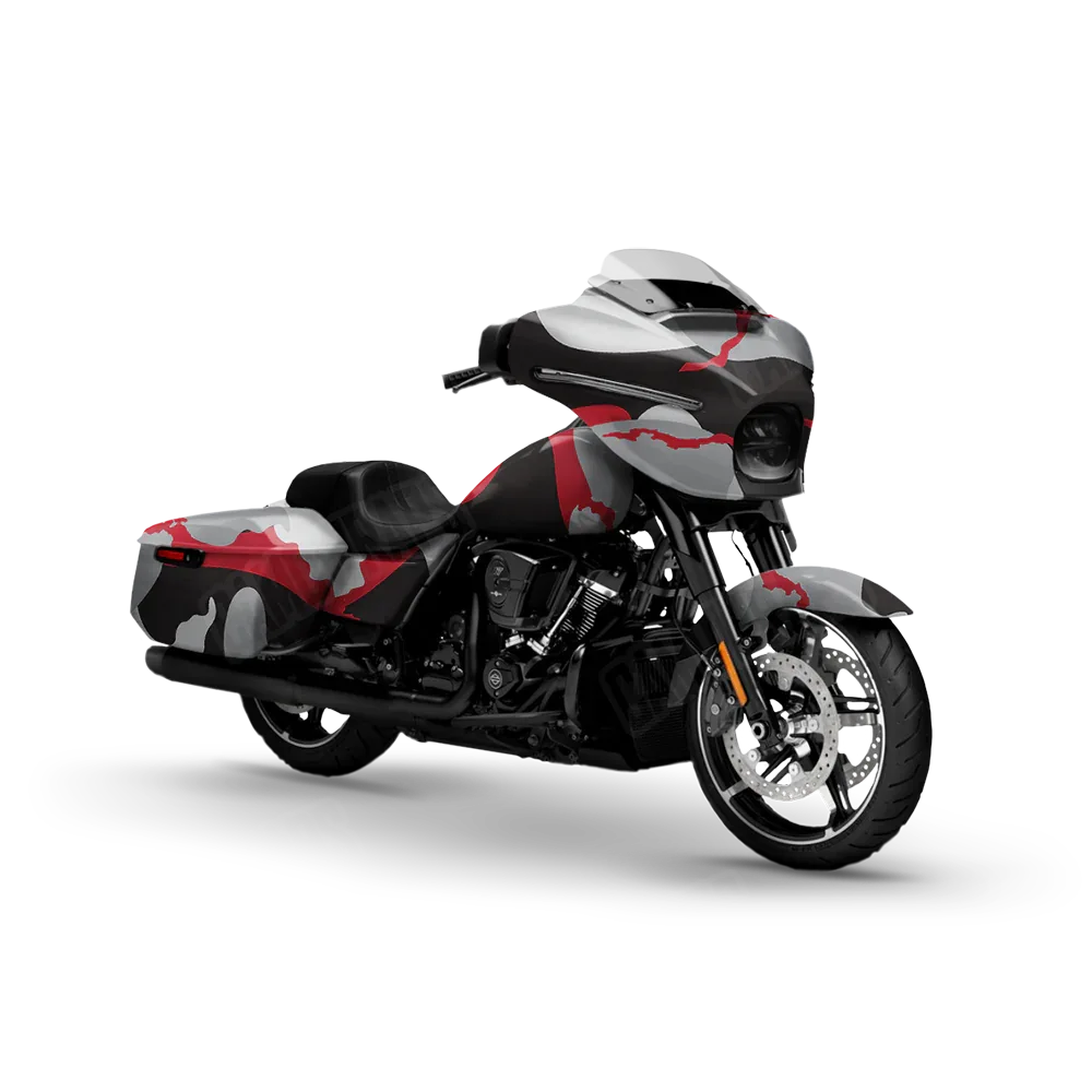 Ragged Red Tiger Motorcycle Wraps