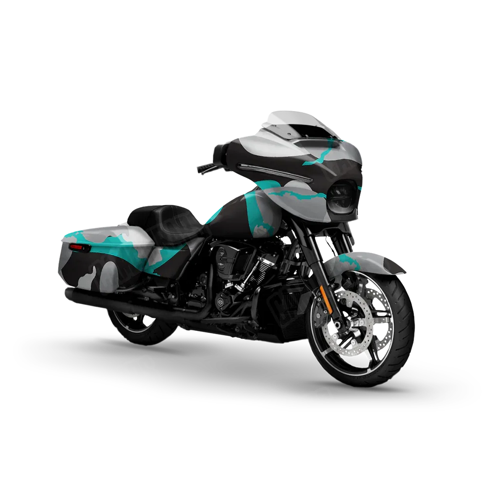 Ragged Tiffany Blue Tiger Motorcycle Wraps