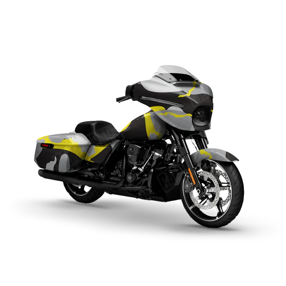 Ragged Yellow Tiger Motorcycle Wraps
