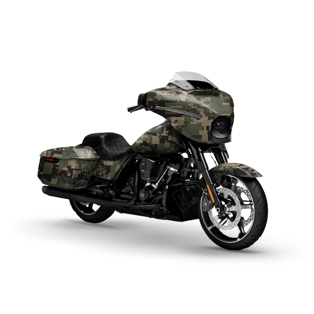 Digital Militant Green Motorcycle Wraps