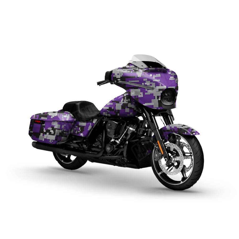 Digital Purple Tiger Motorcycle Wraps