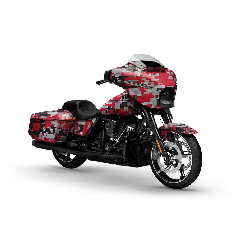 Digital Red Tiger Motorcycle Wraps