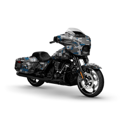 Digital Urban Blue Motorcycle Wraps