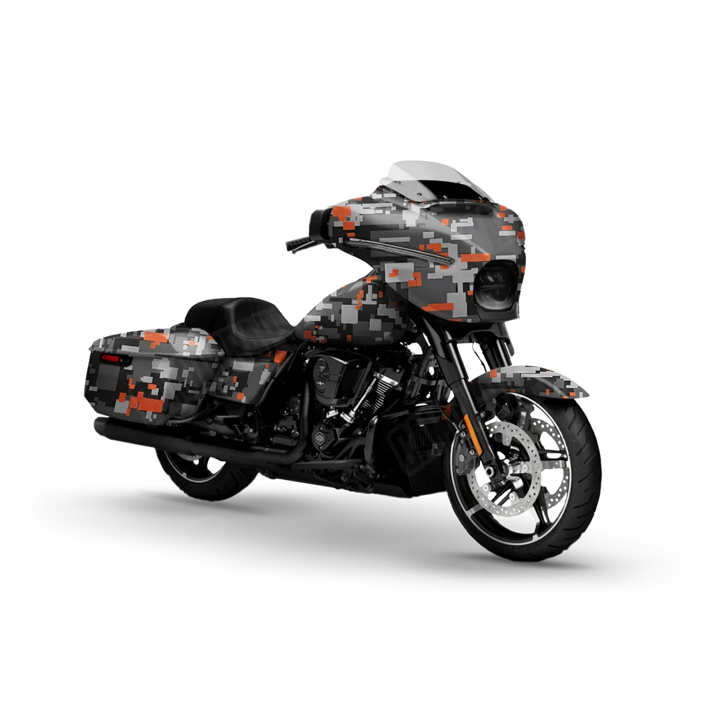 Digital Urban Orange Motorcycle Wraps