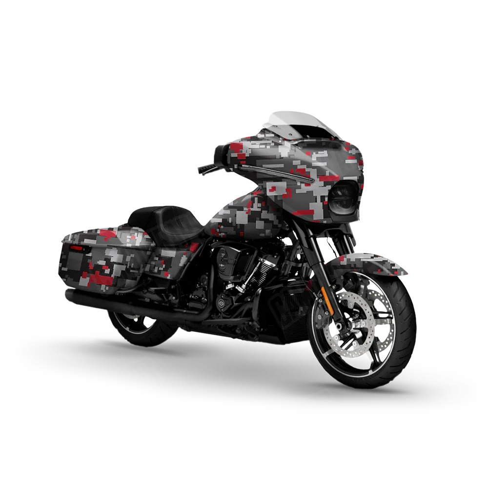 Digital Urban Red Motorcycle Wraps