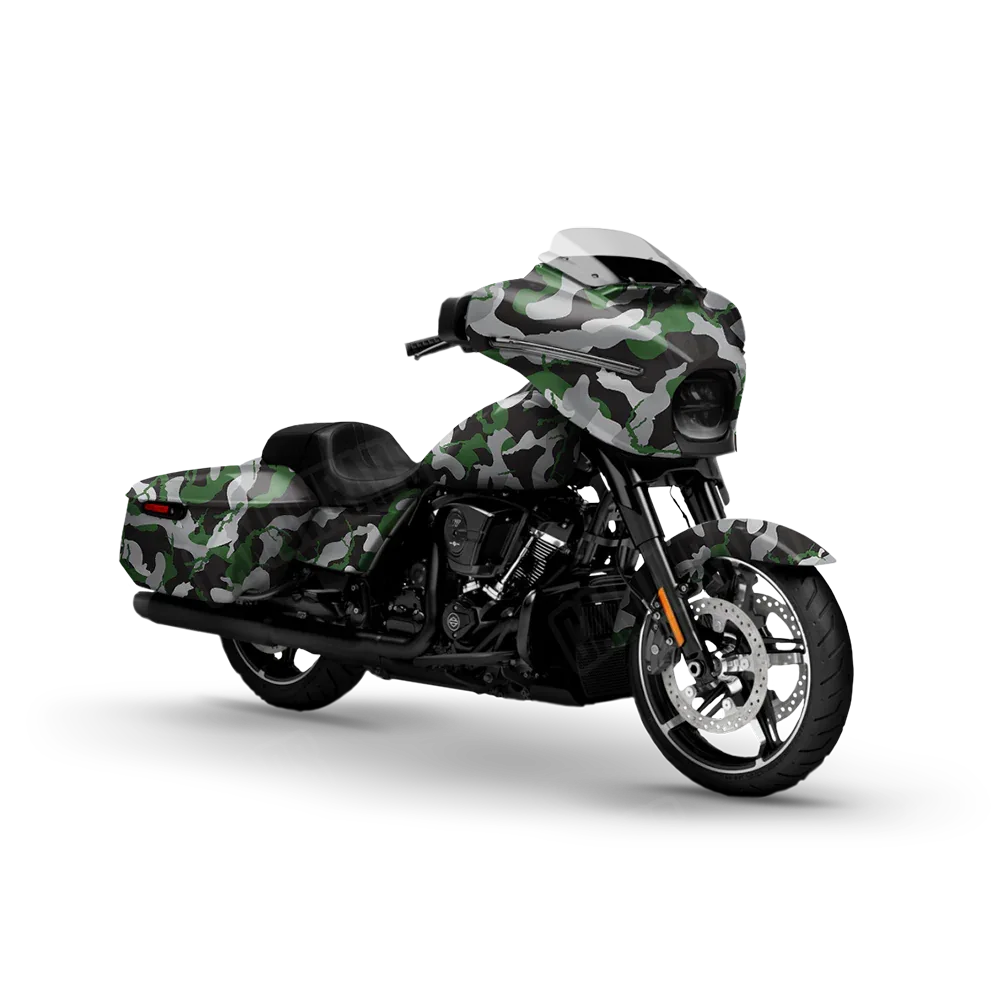 Ragged Green Tiger Motorcycle Wraps