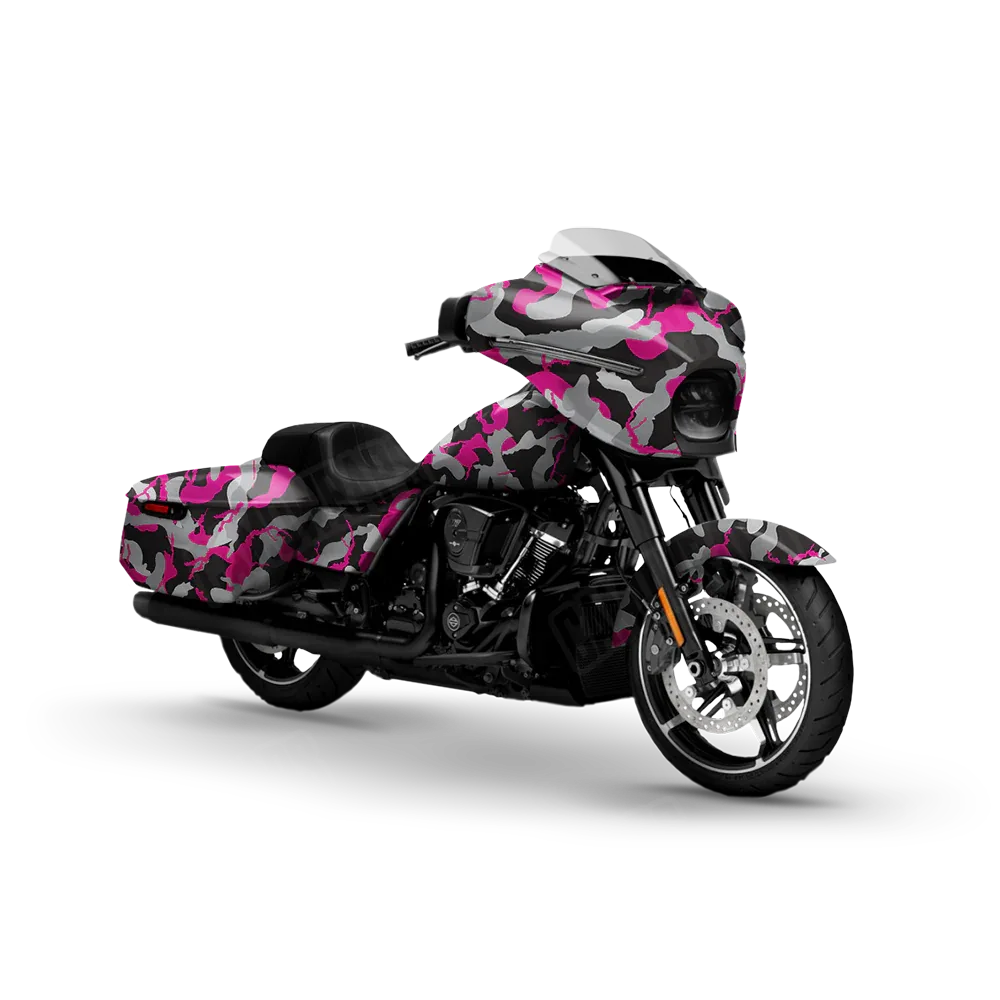 Ragged Magenta Tiger Motorcycle Wraps