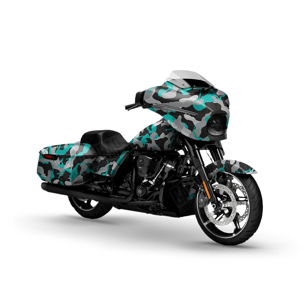 Ragged Tiffany Blue Tiger Motorcycle Wraps