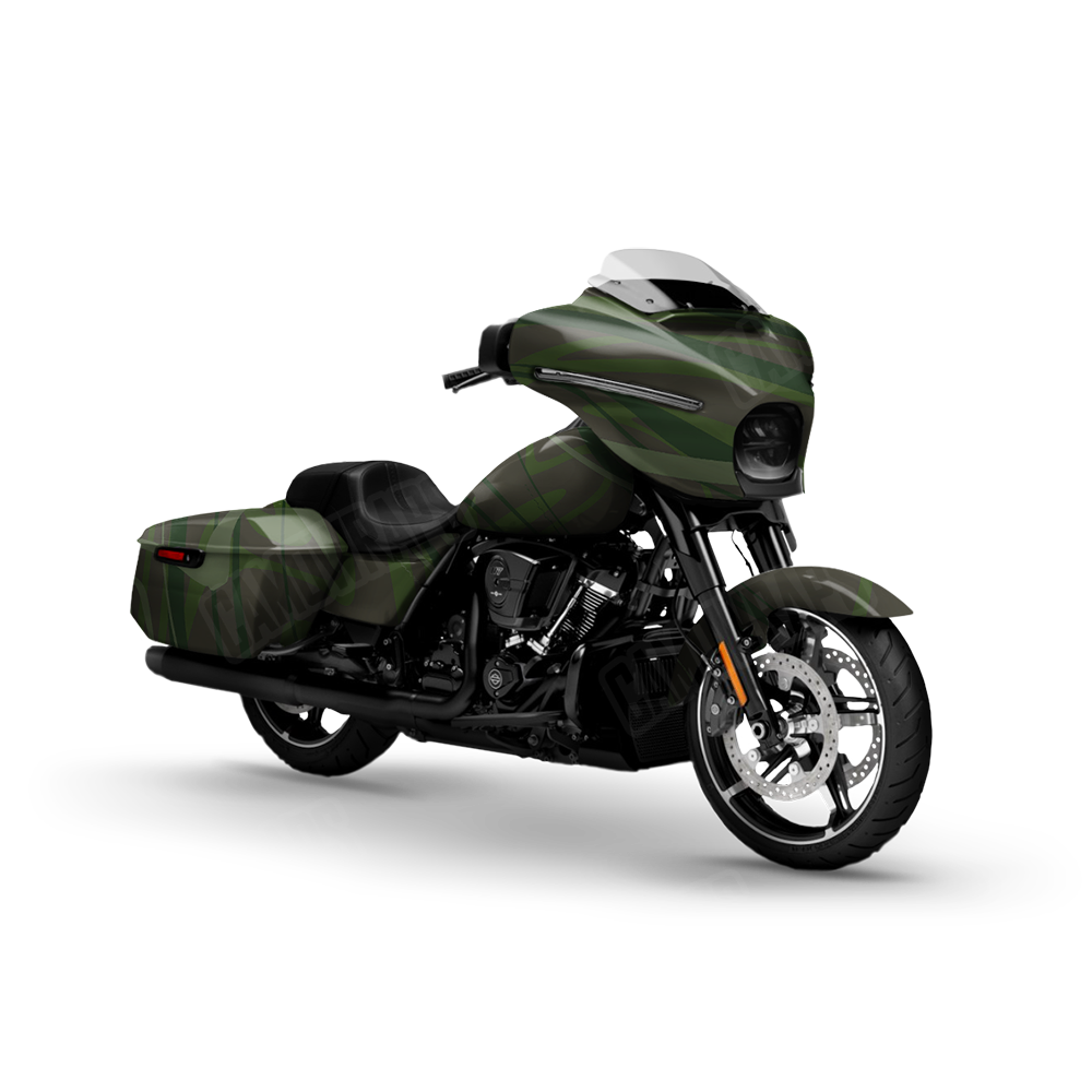 Liquid Smoke Army Dark Green Motorcycle Wraps