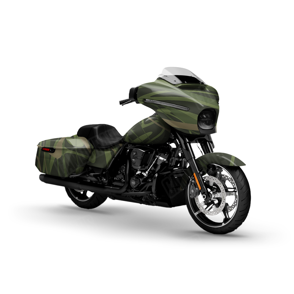 Liquid Smoke Army Green Motorcycle Wraps