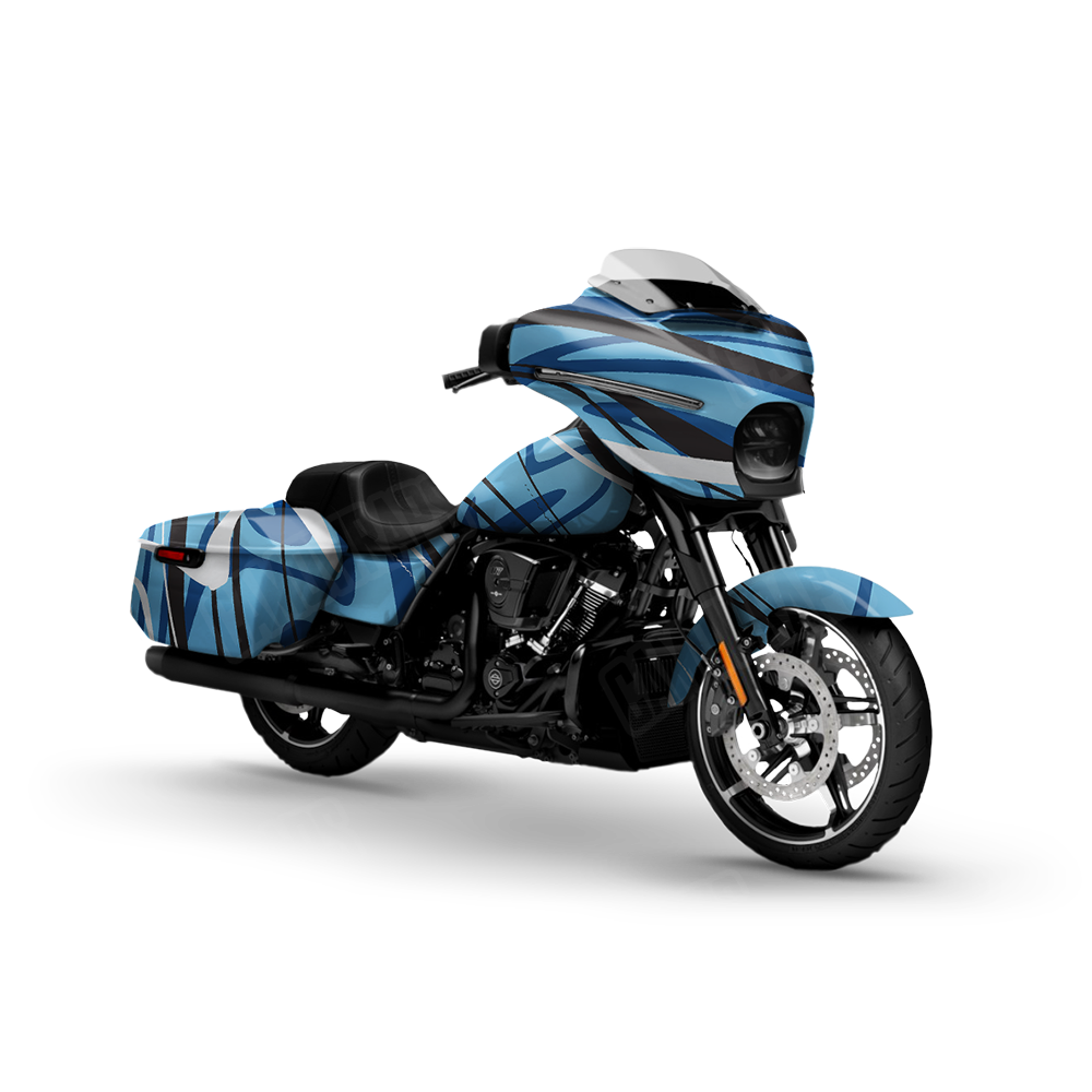 Liquid Smoke Baby Blue Motorcycle Wraps