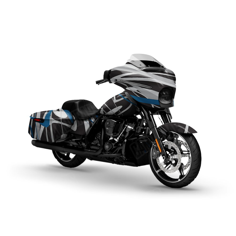 Liquid Smoke Blue Tiger Motorcycle Wraps