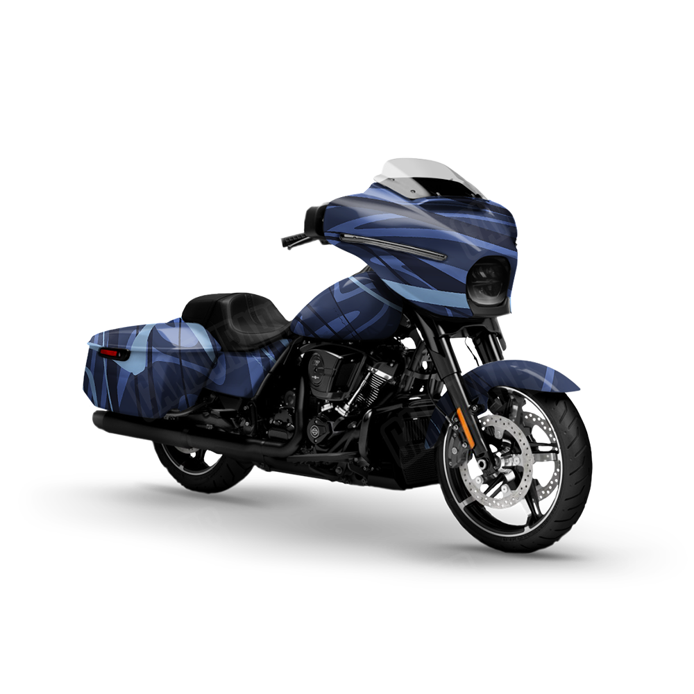 Liquid Smoke Blue Urban Night Motorcycle Wraps