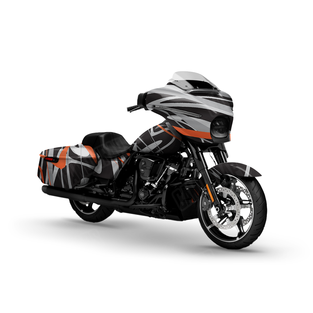 Liquid Smoke Orange Tiger Motorcycle Wraps