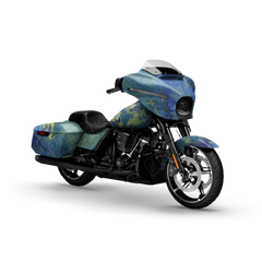 Realtree WAV3 Blue Yellow Motorcycle Wraps