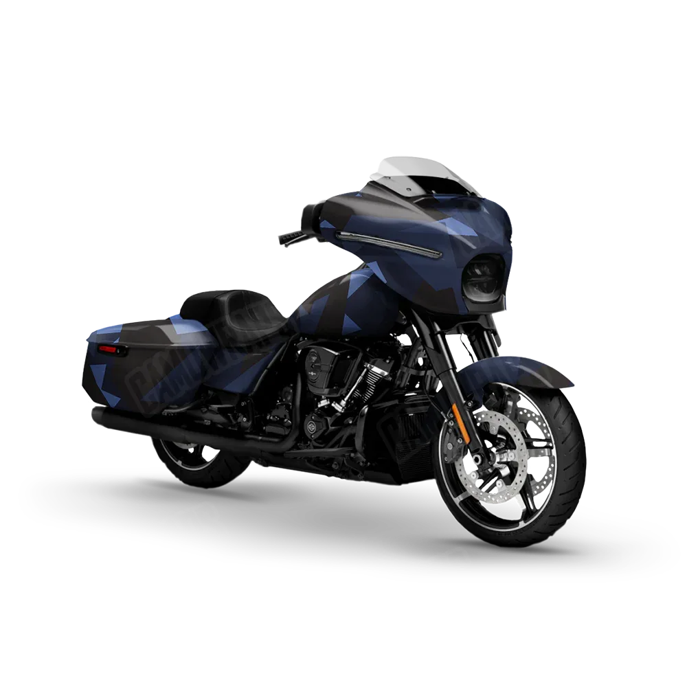 Shattered Blue Midnight Motorcycle Wraps