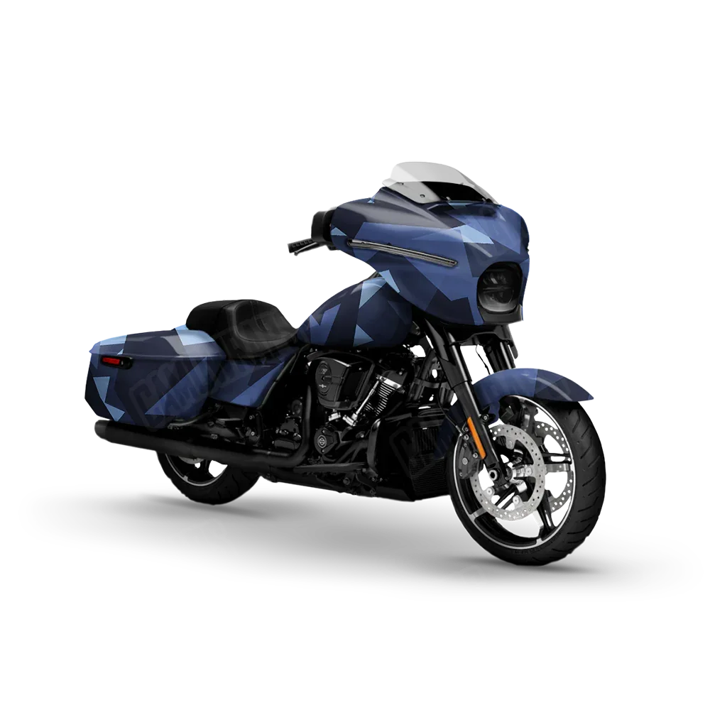 Shattered Blue Urban Night Motorcycle Wraps