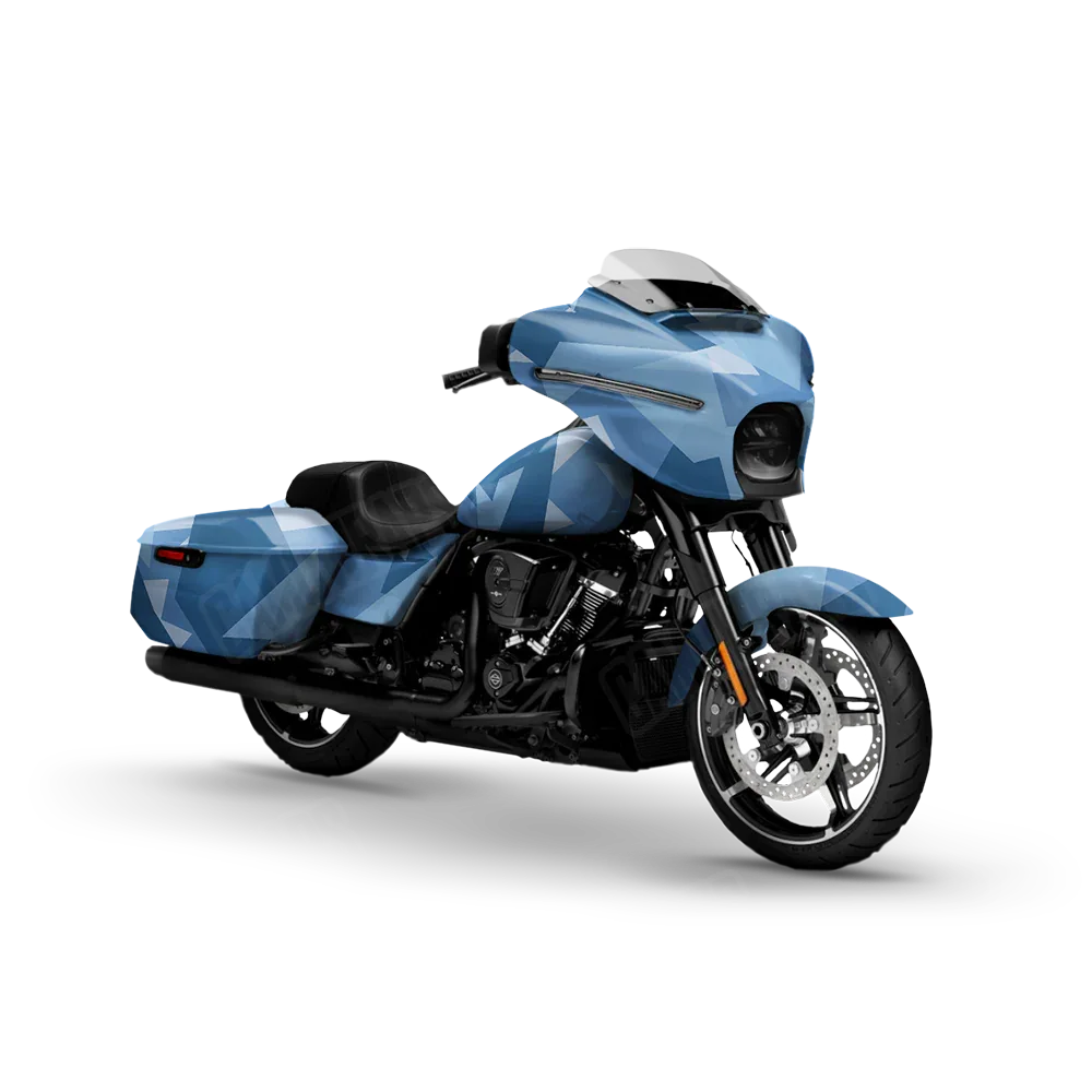 Shattered Cool Blue Motorcycle Wraps
