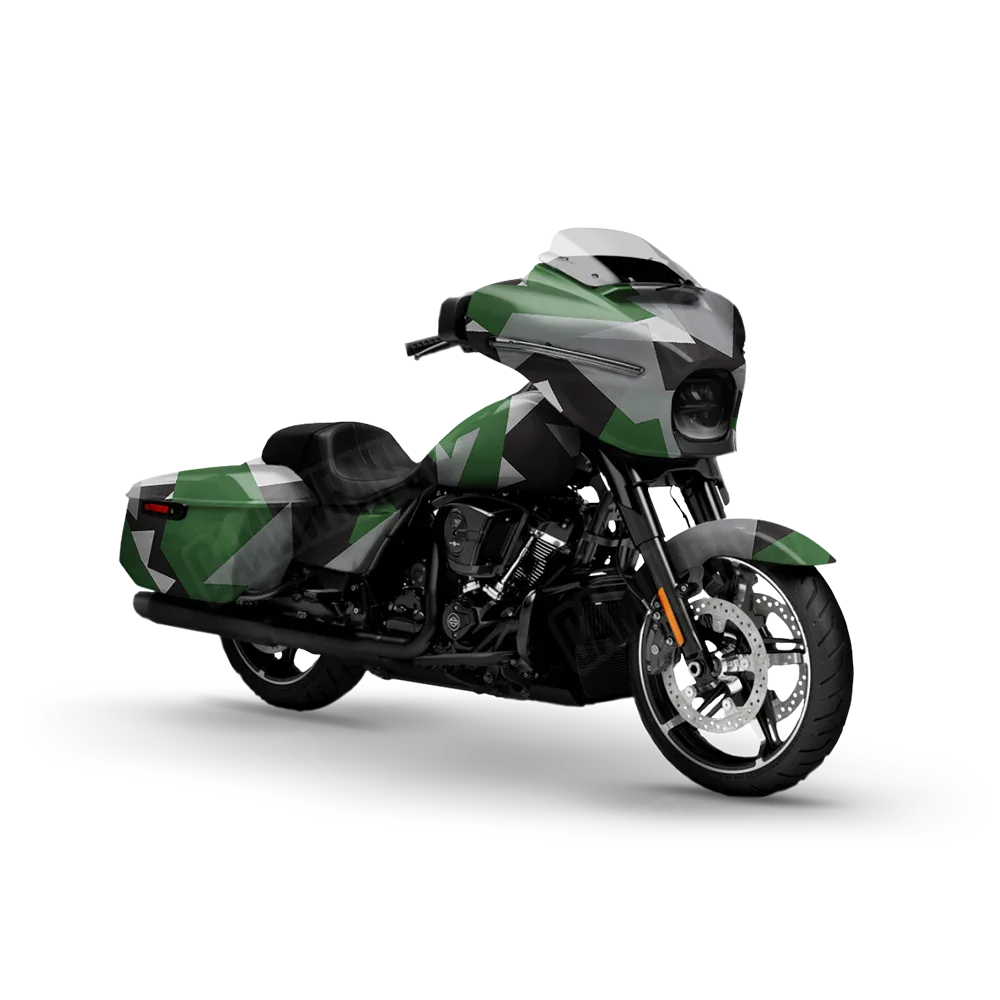 Shattered Green Tiger Motorcycle Wraps