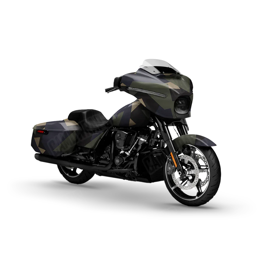 Shattered Militant Blue Motorcycle Wraps
