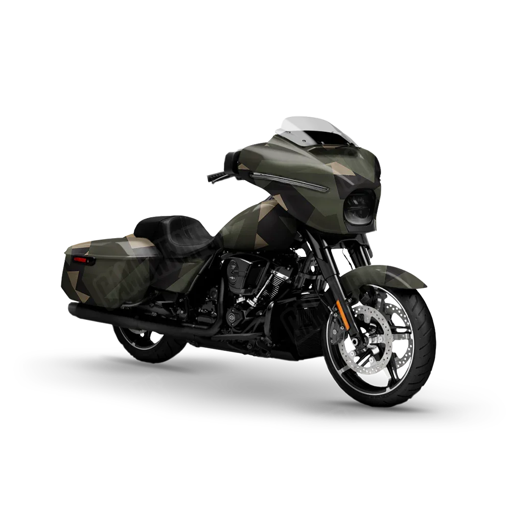 Shattered Militant Green Motorcycle Wraps