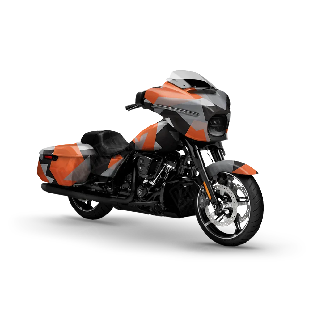 Shattered Orange Tiger Motorcycle Wraps