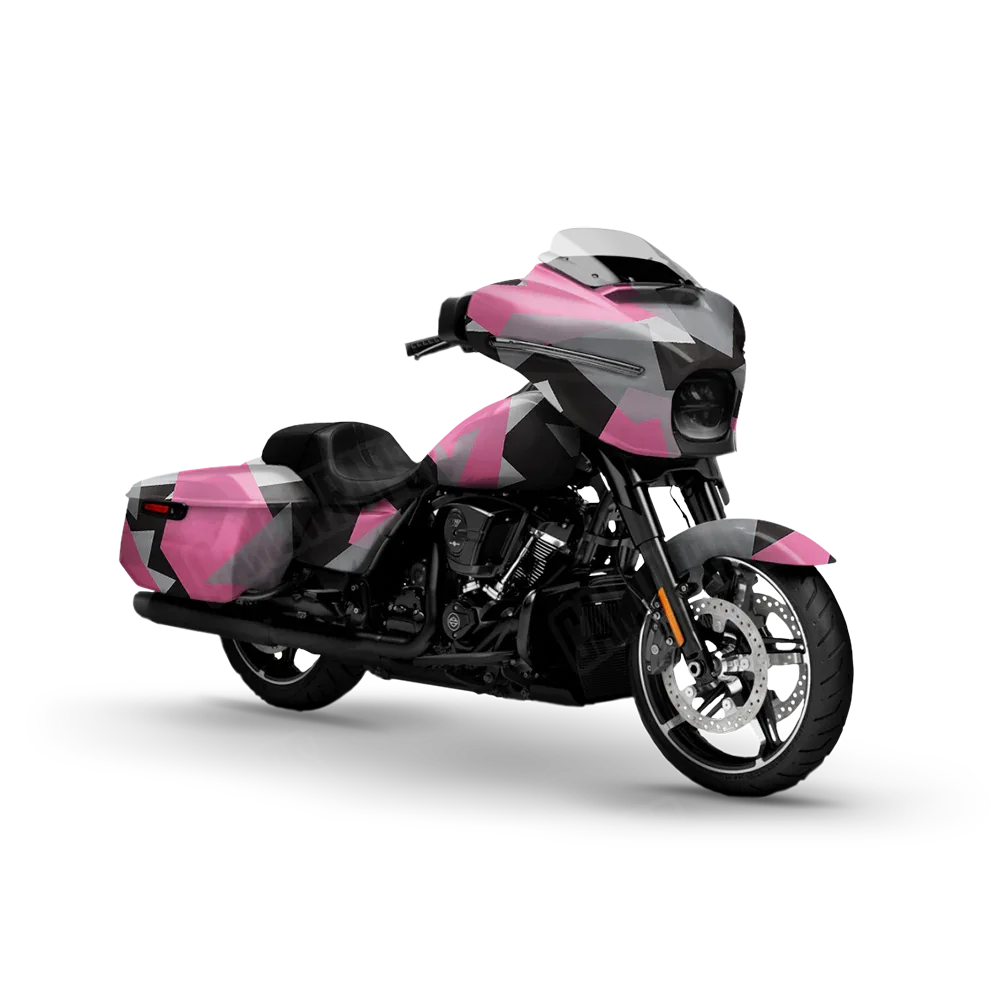 Shattered Pink Tiger Motorcycle Wraps