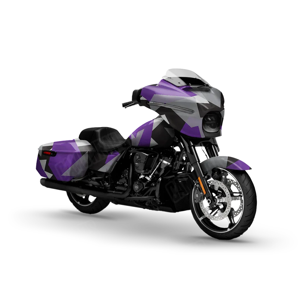 Shattered Purple Tiger Motorcycle Wraps