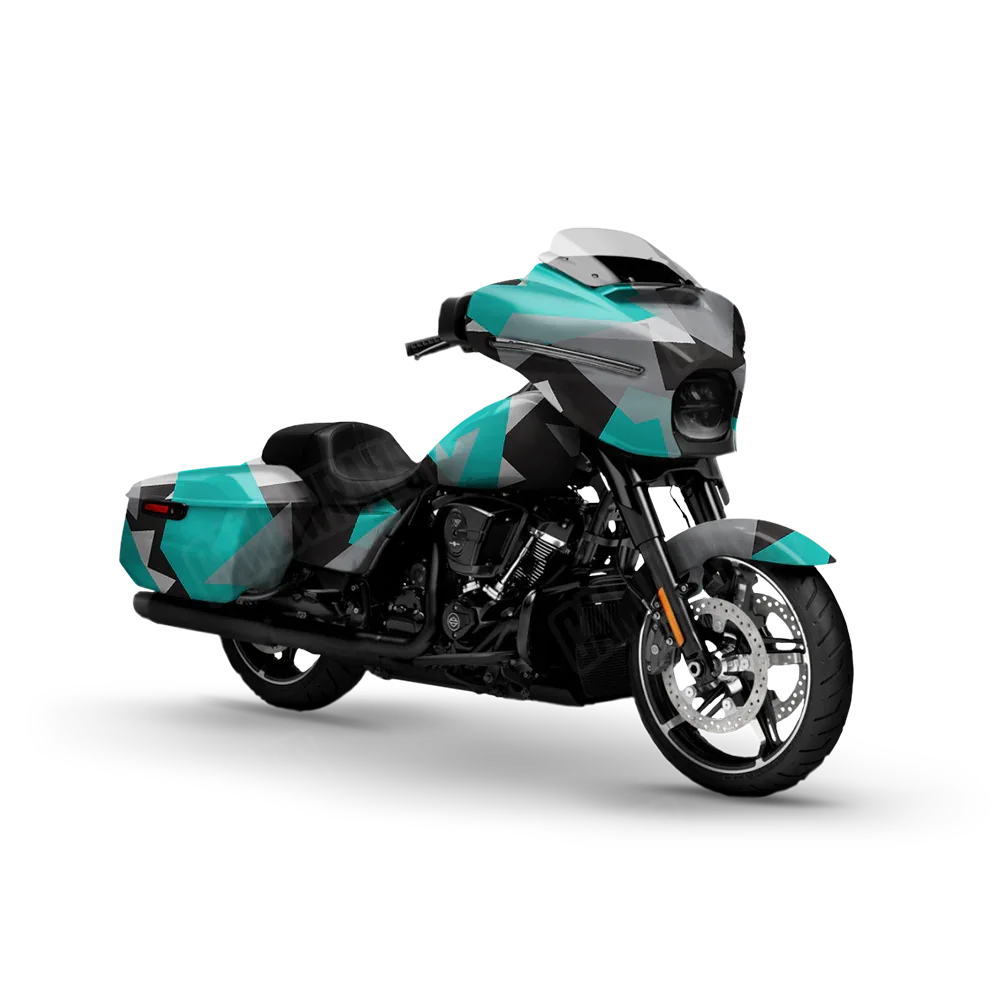 Shattered Tiffany Blue Tiger Motorcycle Wraps