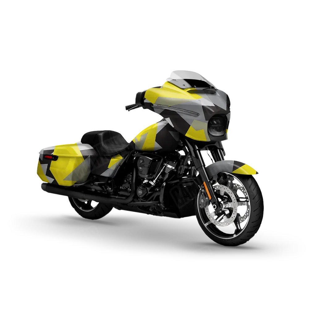 Shattered Yellow Tiger Motorcycle Wraps