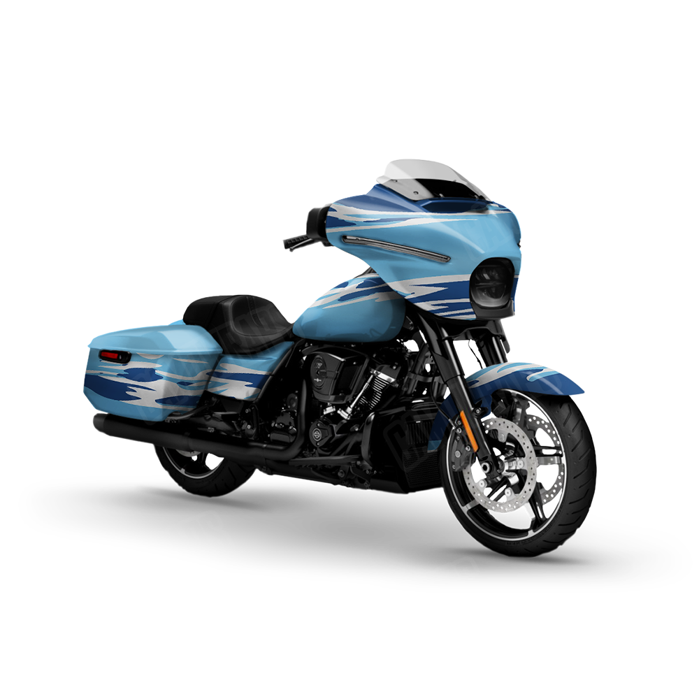 Shredded Baby Blue Motorcycle Wraps