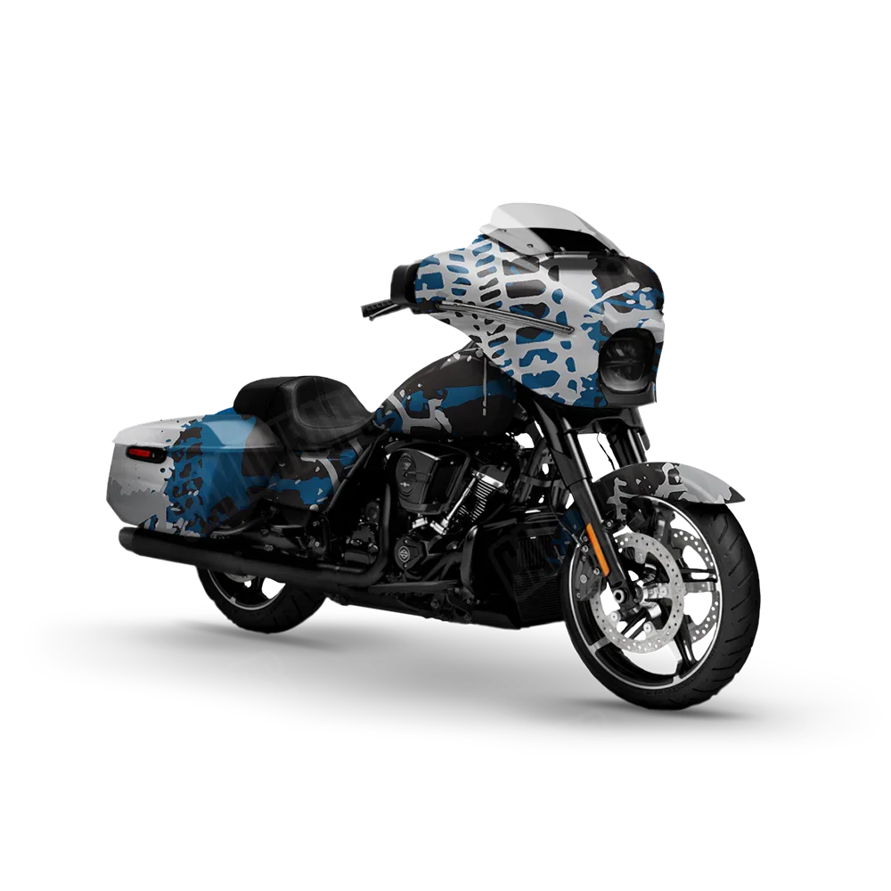 Tire Splatter Blue Tiger Motorcycle Wraps
