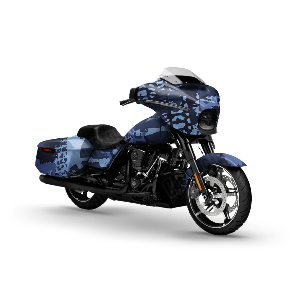 Tire Splatter Blue Urban Night Motorcycle Wraps