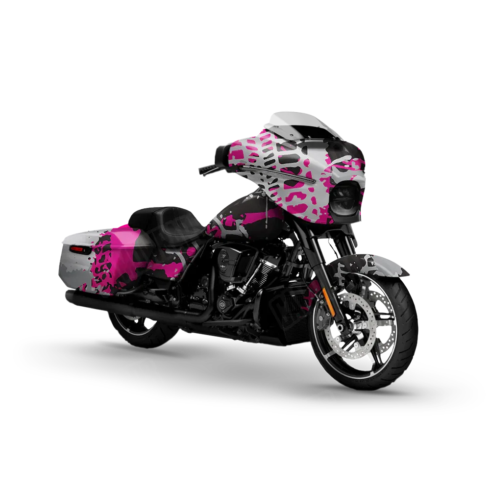 Tire Splatter Magenta Tiger Motorcycle Wraps