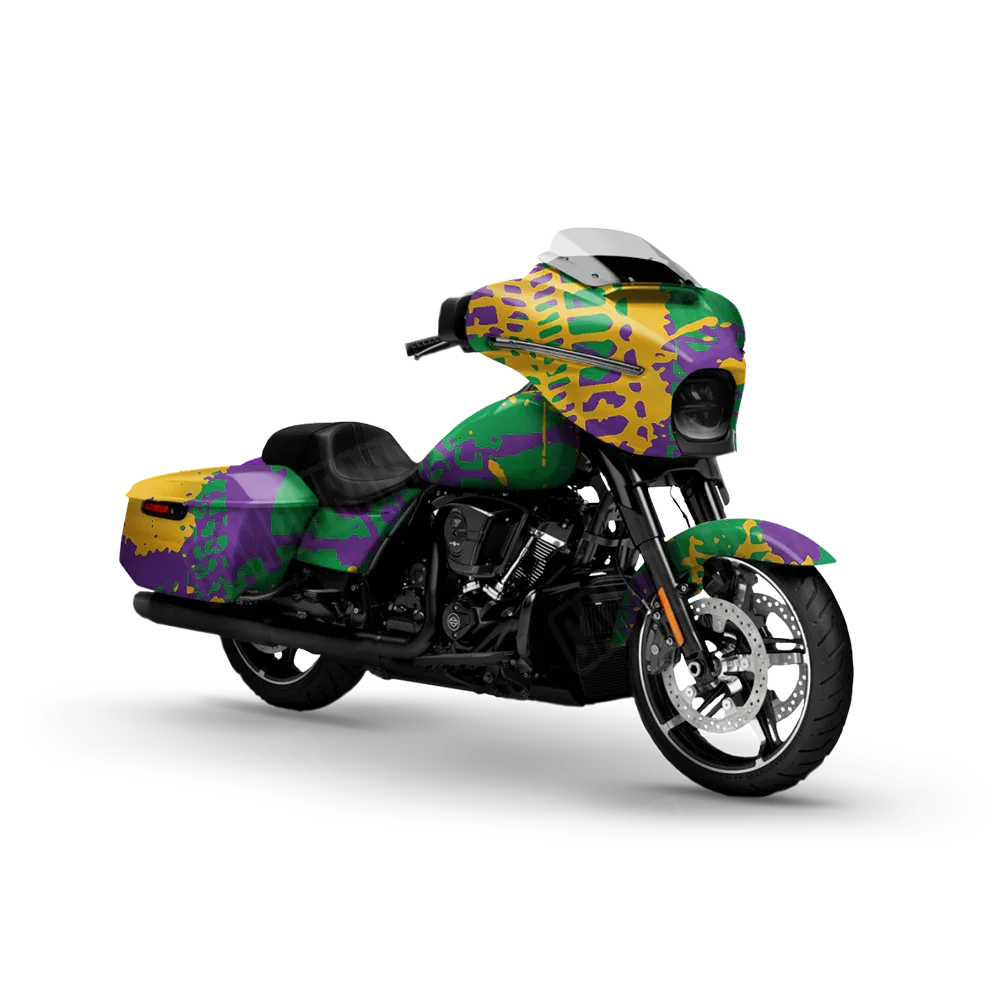Tire Splatter Mardi Gras Motorcycle Wraps